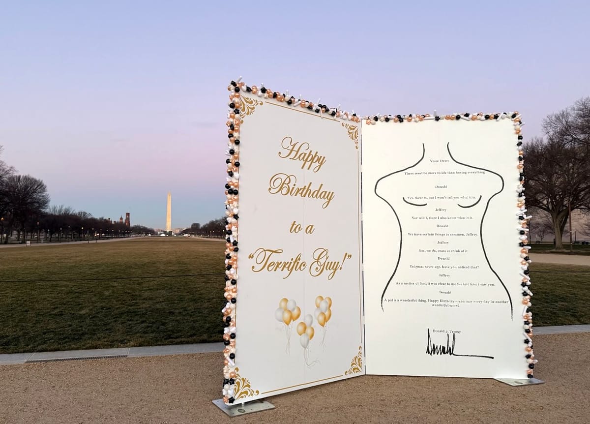 Satirical Artwork on National Mall Critiques Trump-Epstein Connection