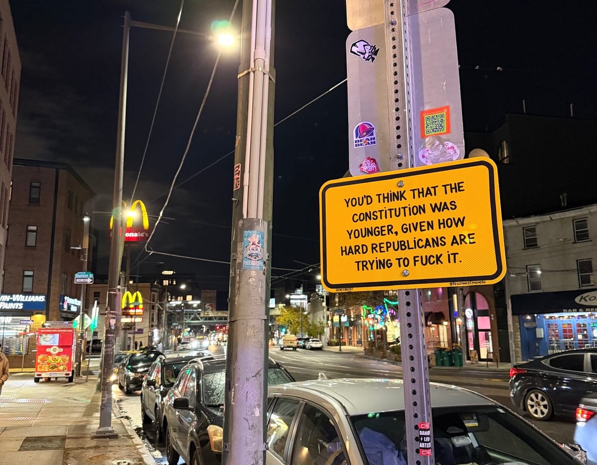 Vigilant Art in Philadelphia: Street Signs Highlight the Dangers of Fascism