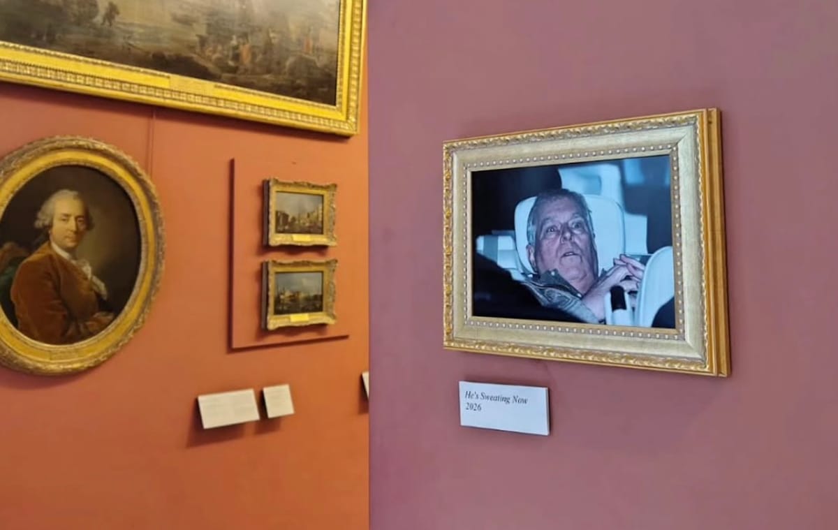 Activists Display Arrest Image of Prince Andrew at Louvre