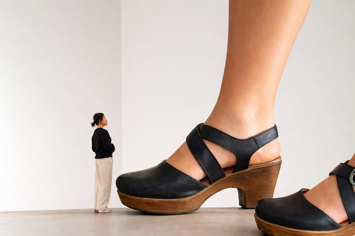 Audience Enchanted by Curator's Footwear at MoMA Event