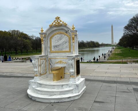 Protest Art Critiques Trump's Lavish Bathroom Makeover