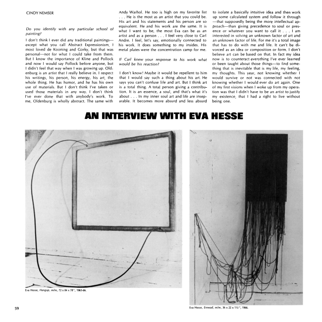 From the Archive: Eva Hesse in Conversation