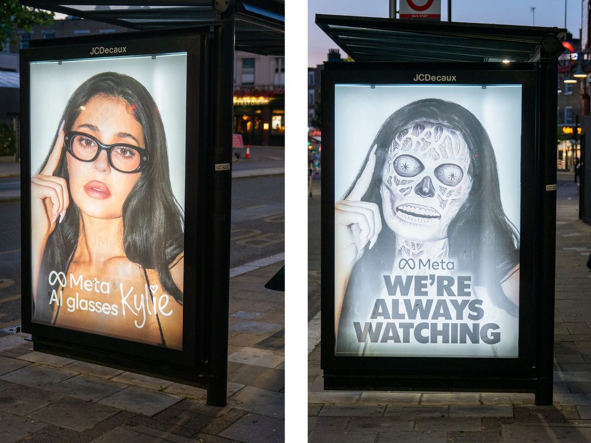 Guerrilla London Bus Stop Ad Pokes Fun at Kylie Jenner’s Meta Glasses Campaign